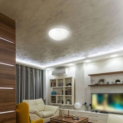 Badkamer plafondlamp met sensor 1xE27/60W/230V IP44 ø 29,6 cm