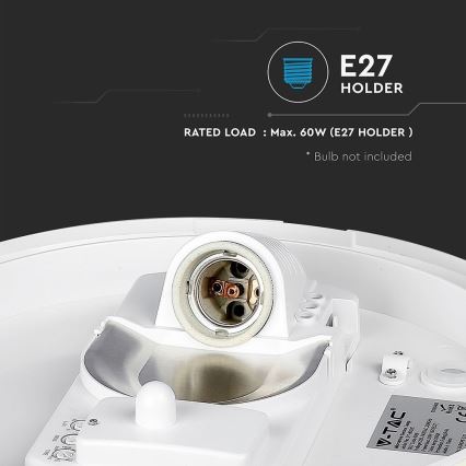 Badkamer plafondlamp met sensor 1xE27/60W/230V IP44 ø 29,6 cm