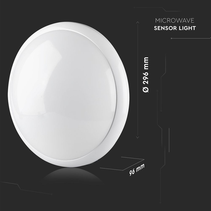 Badkamer plafondlamp met sensor 1xE27/60W/230V IP44 ø 29,6 cm