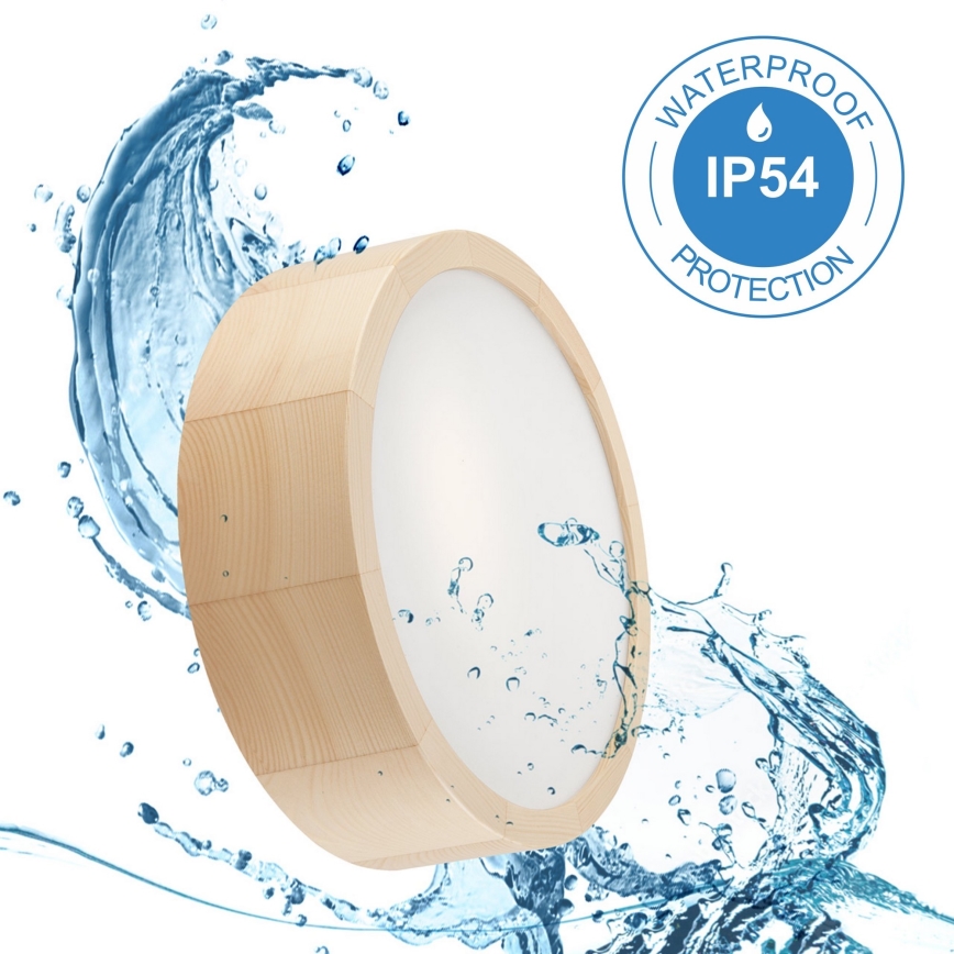 Badkamer plafondlamp NATURAL 2xE27/15W/230V IP54 grenen ø 27 cm