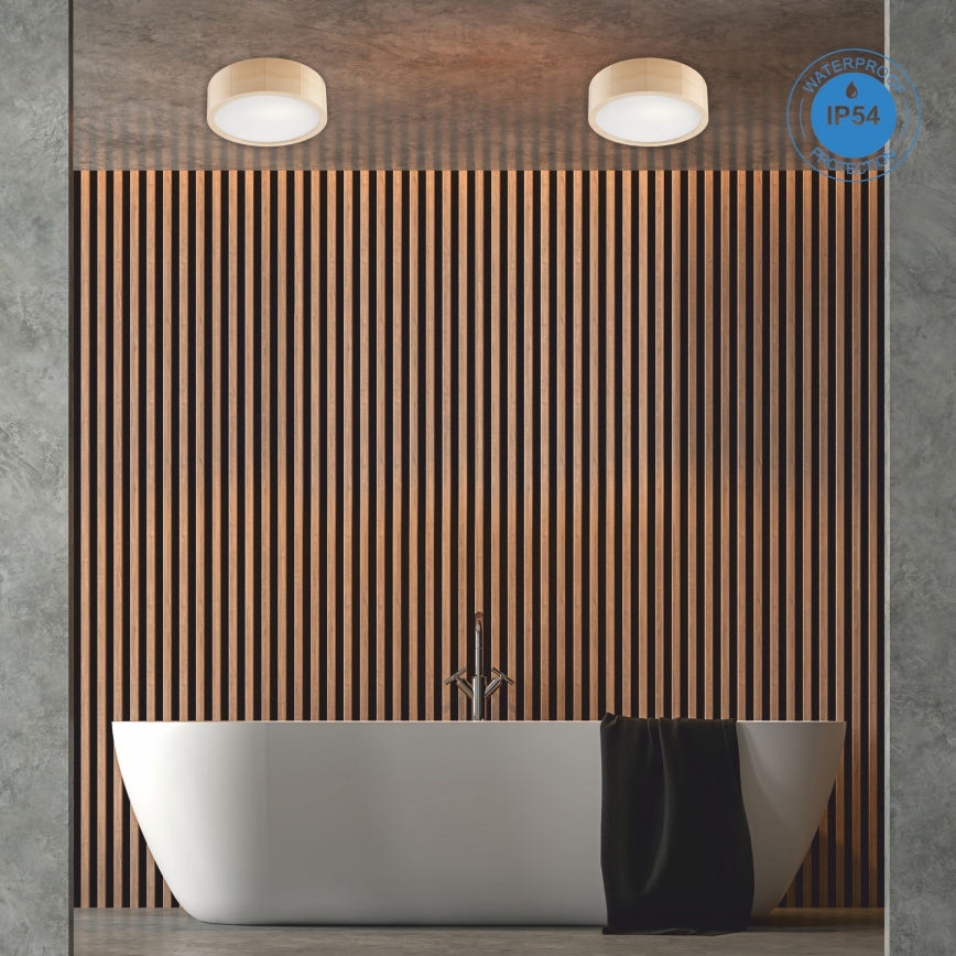 Badkamer plafondlamp NATURAL 2xE27/15W/230V IP54 grenen ø 27 cm