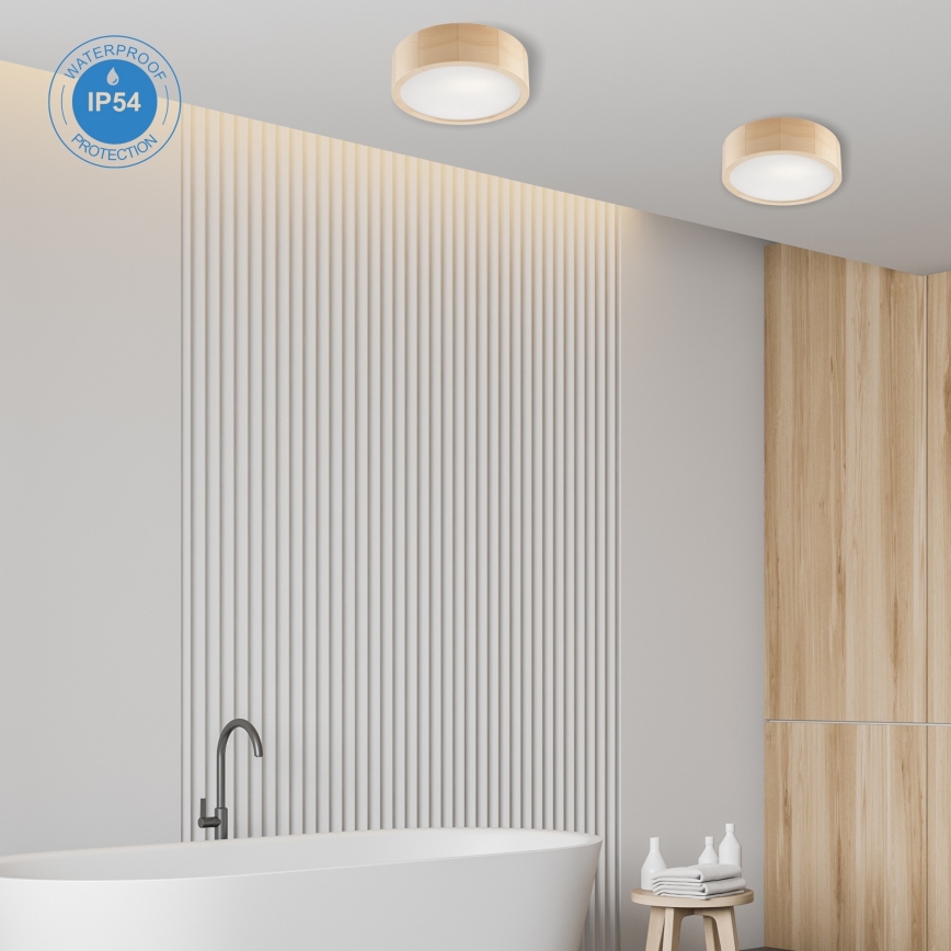 Badkamer plafondlamp NATURAL 2xE27/15W/230V IP54 grenen ø 27 cm