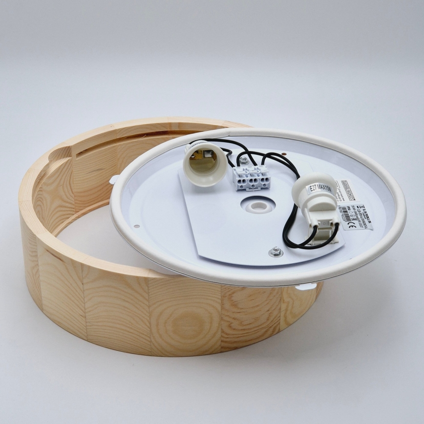 Badkamer plafondlamp NATURAL 2xE27/15W/230V IP54 grenen ø 27 cm