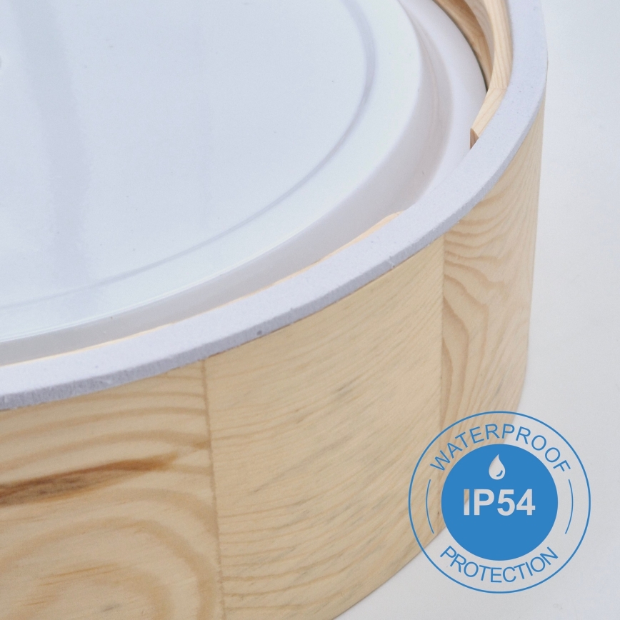 Badkamer plafondlamp NATURAL 2xE27/15W/230V IP54 grenen ø 27 cm
