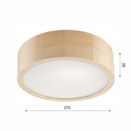 Badkamer plafondlamp NATURAL 2xE27/15W/230V IP54 grenen ø 27 cm