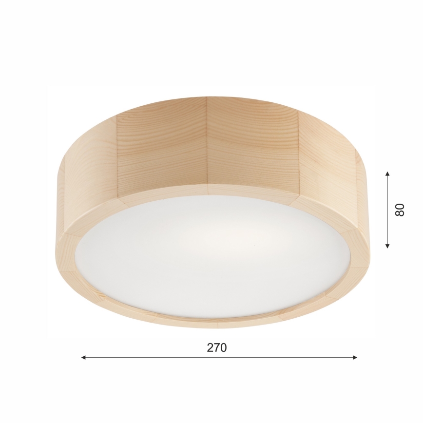 Badkamer plafondlamp NATURAL 2xE27/15W/230V IP54 grenen ø 27 cm