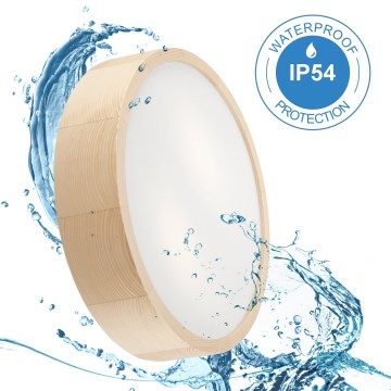 Badkamer plafondlamp NATURAL 3xE27/15W/230V IP54 dennenhout Ø 37 cm