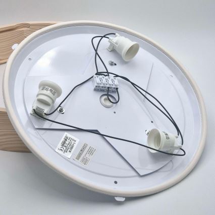 Badkamer plafondlamp NATURAL 3xE27/15W/230V IP54 grenen ø 37 cm