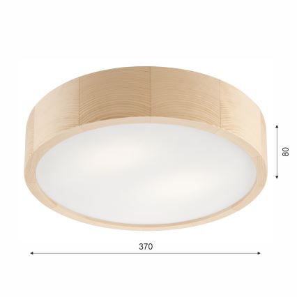Badkamer plafondlamp NATURAL 3xE27/15W/230V IP54 grenen ø 37 cm
