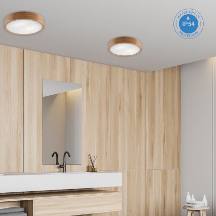 Badkamer plafondlamp OAK 3xE27/15W/230V eiken ø 37 cm IP54