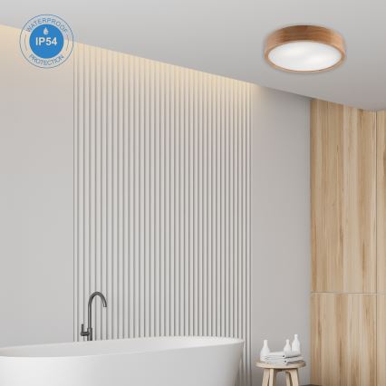 Badkamer plafondlamp OAK 3xE27/15W/230V eiken ø 37 cm IP54
