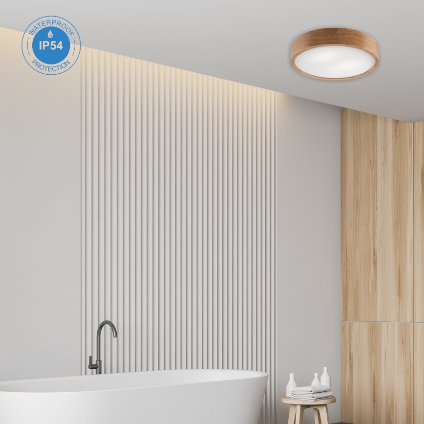 Badkamer plafondlamp OAK 3xE27/15W/230V eiken ø 37 cm IP54