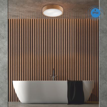 Badkamer plafondlamp OAK 3xE27/15W/230V eiken ø 37 cm IP54