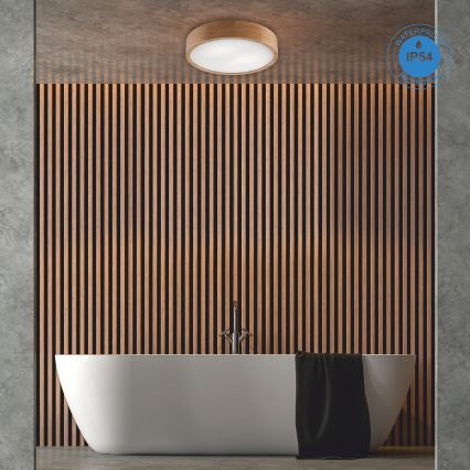 Badkamer plafondlamp OAK 3xE27/15W/230V eiken ø 37 cm IP54 - FSC gecertificeerd