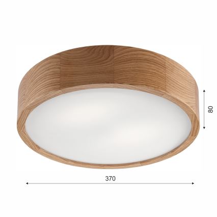 Badkamer plafondlamp OAK 3xE27/15W/230V eiken ø 37 cm IP54 - FSC gecertificeerd