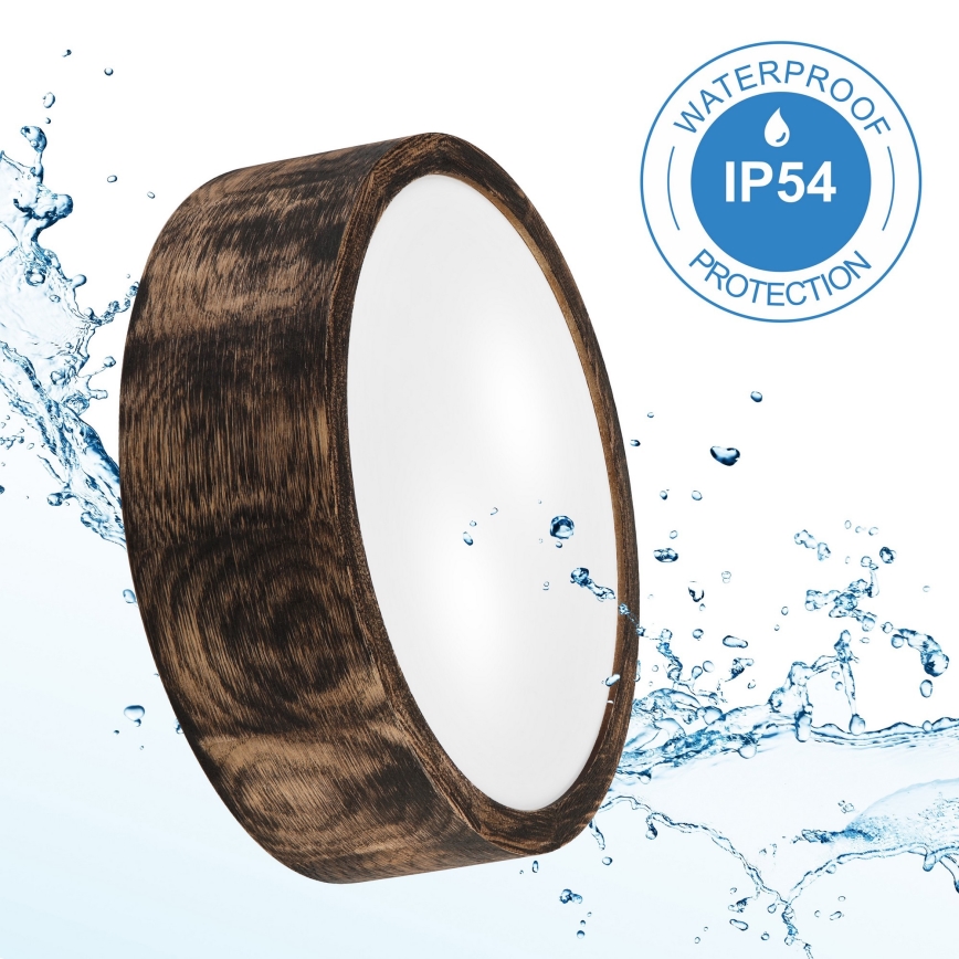 Badkamer plafondlamp OAK SMOKY 2xE27/15W/230V IP54 ø 27,5 cm eiken/bruin