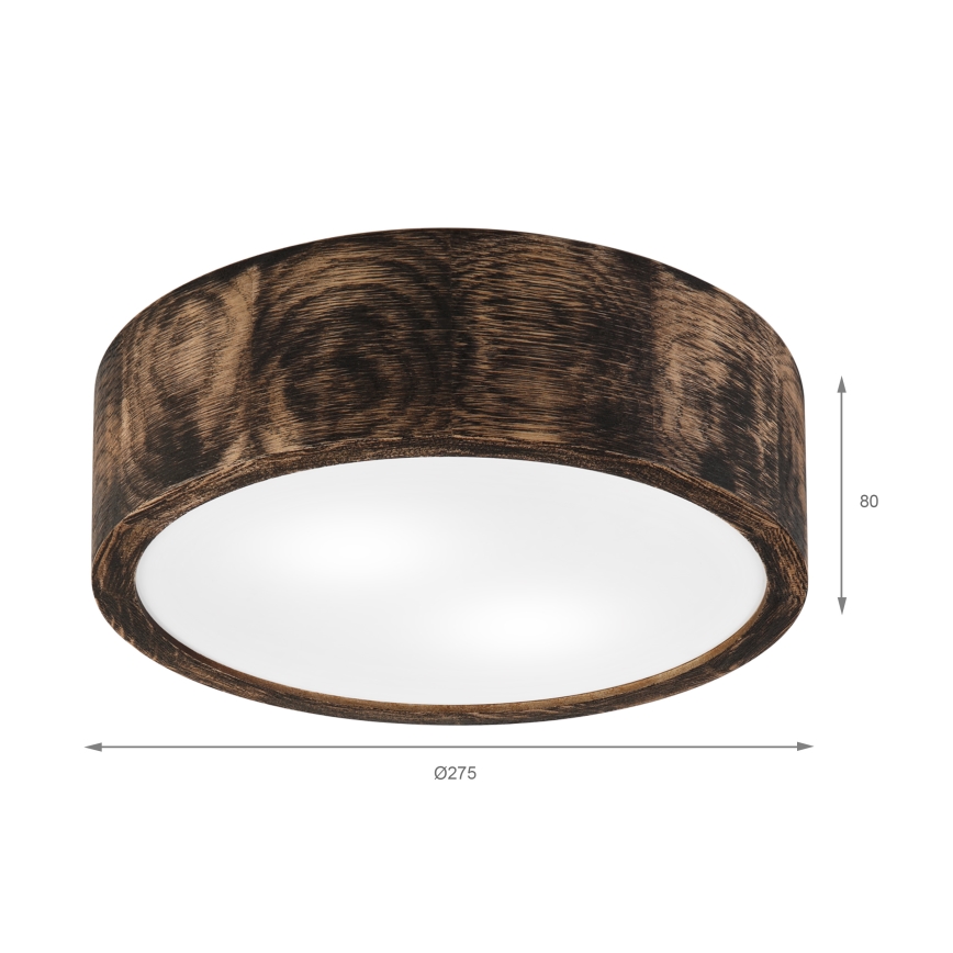 Badkamer plafondlamp OAK SMOKY 2xE27/15W/230V IP54 ø 27,5 cm eiken/bruin