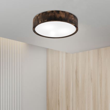 Badkamer plafondlamp OAK SMOKY 3xE27/15W/230V IP54 ø 37,5 cm eiken/bruin