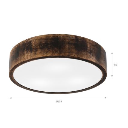 Badkamer plafondlamp OAK SMOKY 3xE27/15W/230V IP54 Ø 37,5 cm eiken/bruin