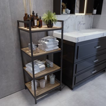 Badkamer rek STRALSUND 110x45 cm eiken/zwart