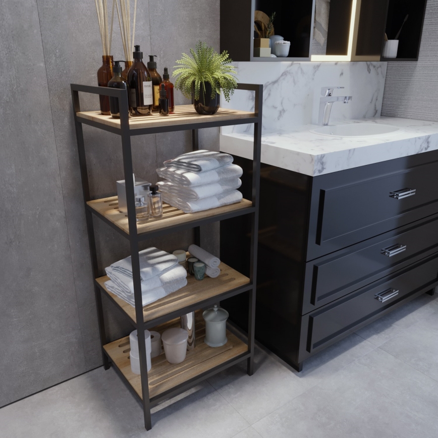 Badkamer rek STRALSUND 110x45 cm eiken/zwart