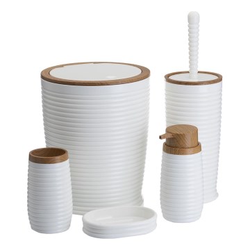 Badkamer set CAROL 5 st. wit/bruin