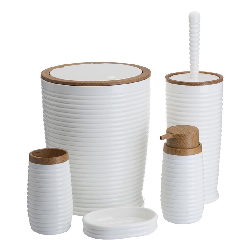 Badkamer set CAROL 5 st. wit/bruin