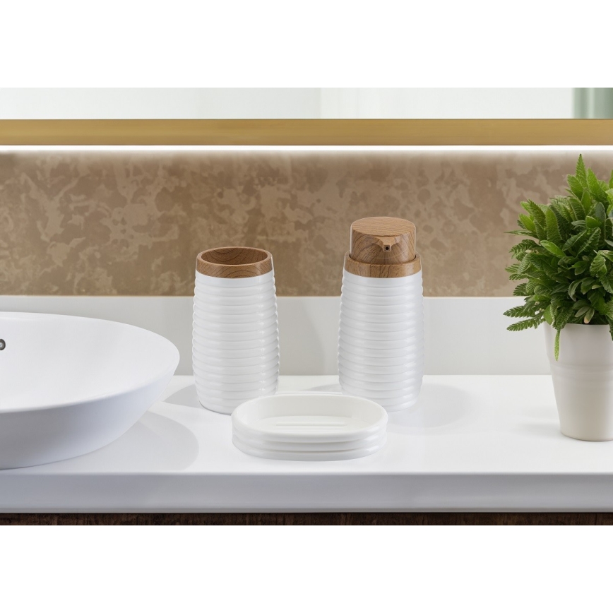 Badkamer set CAROL 5 st. wit/bruin