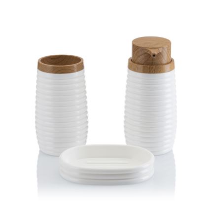 Badkamer set CAROL 5 st. wit/bruin