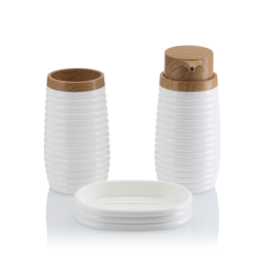 Badkamer set CAROL 5 st. wit/bruin
