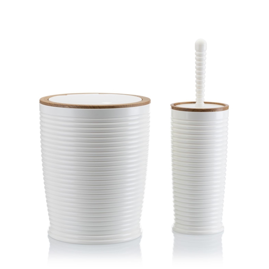 Badkamer set CAROL 5 st. wit/bruin