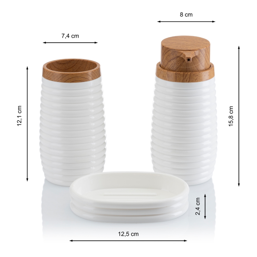 Badkamer set CAROL 5 st. wit/bruin