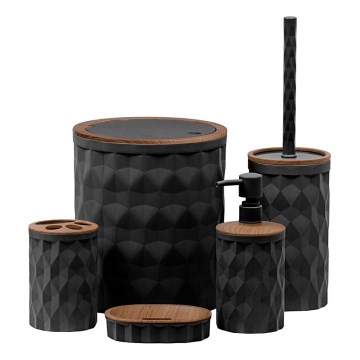 Badkamer set DIAMOND 5 st. zwart/bruin