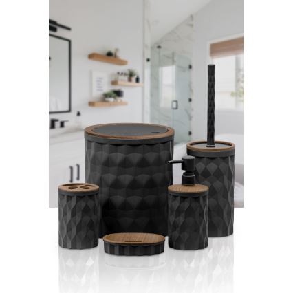 Badkamer set DIAMOND 5 st. zwart/bruin