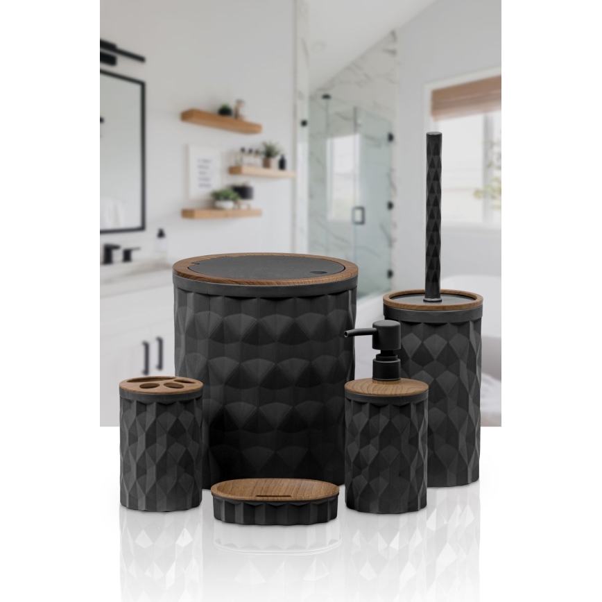 Badkamer set DIAMOND 5 st. zwart/bruin