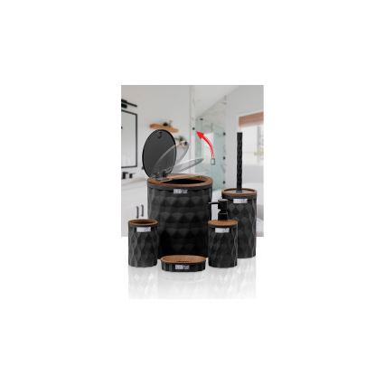 Badkamer set DIAMOND 5 st. zwart/bruin