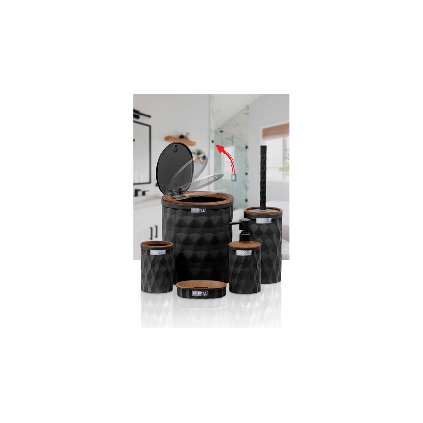 Badkamer set DIAMOND 5 st. zwart/bruin