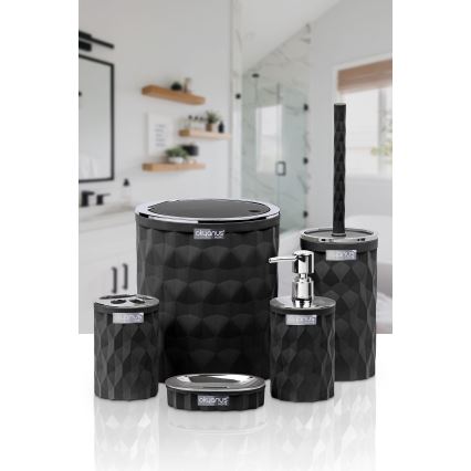 Badkamer set DIAMOND 5 st. zwart/glanzend chroom