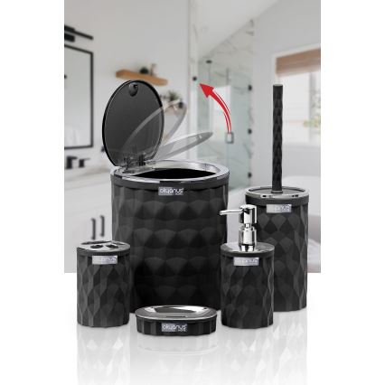 Badkamer set DIAMOND 5 st. zwart/glanzend chroom