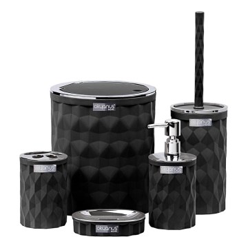 Badkamer set DIAMOND 5 st. zwart/glanzend chroom