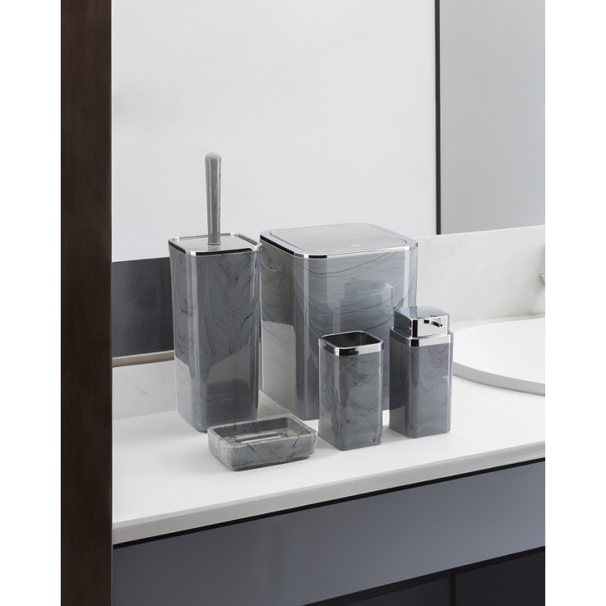 Badkamer set GRIS 5 st. grijs/glanzend chroom
