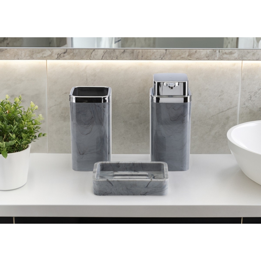 Badkamer set GRIS 5 st. grijs/glanzend chroom