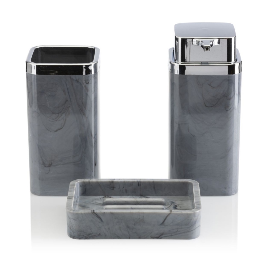 Badkamer set GRIS 5 st. grijs/glanzend chroom