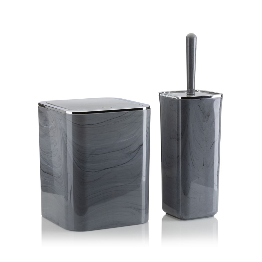 Badkamer set GRIS 5 st. grijs/glanzend chroom