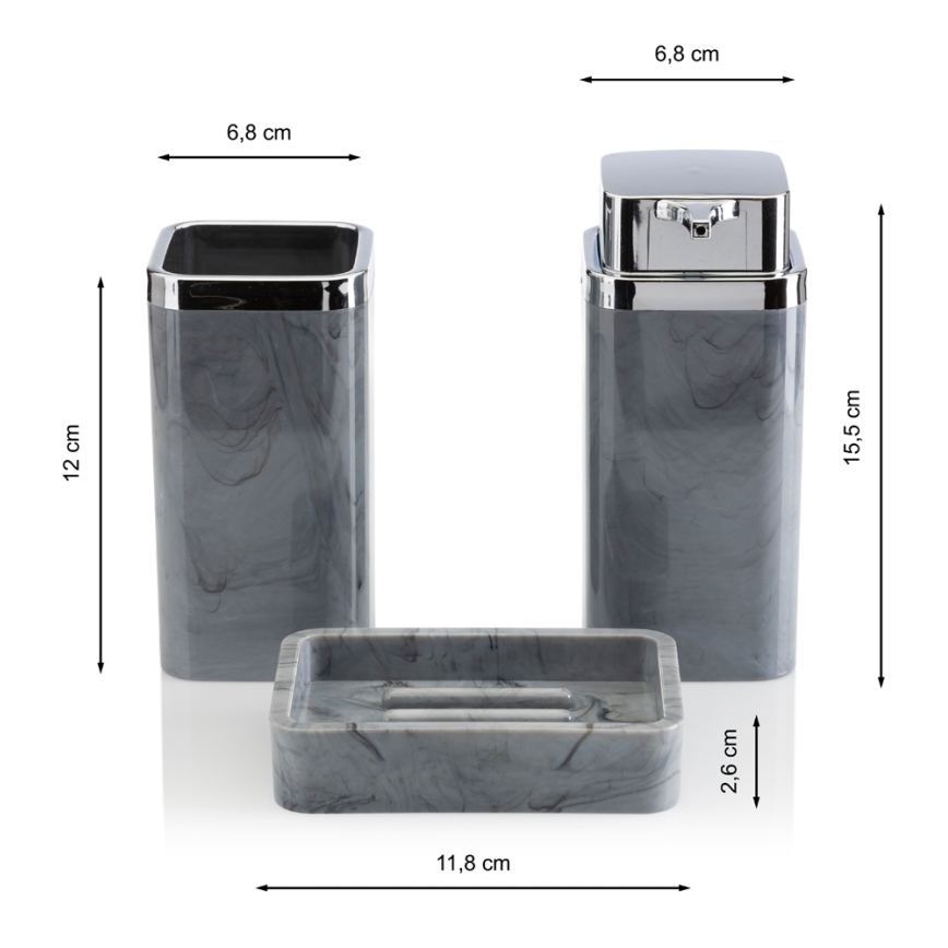 Badkamer set GRIS 5 st. grijs/glanzend chroom