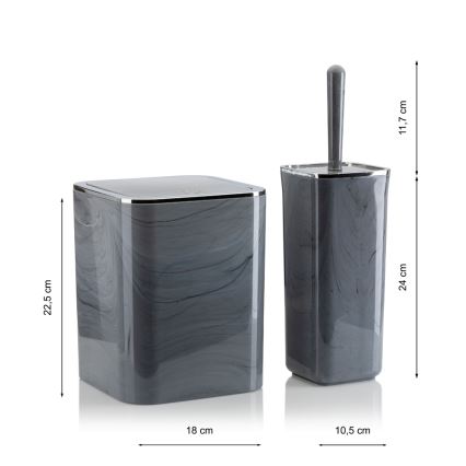 Badkamer set GRIS 5 st. grijs/glanzend chroom