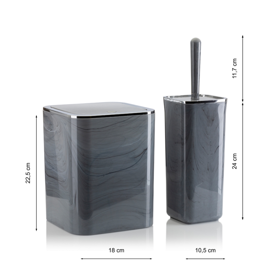Badkamer set GRIS 5 st. grijs/glanzend chroom