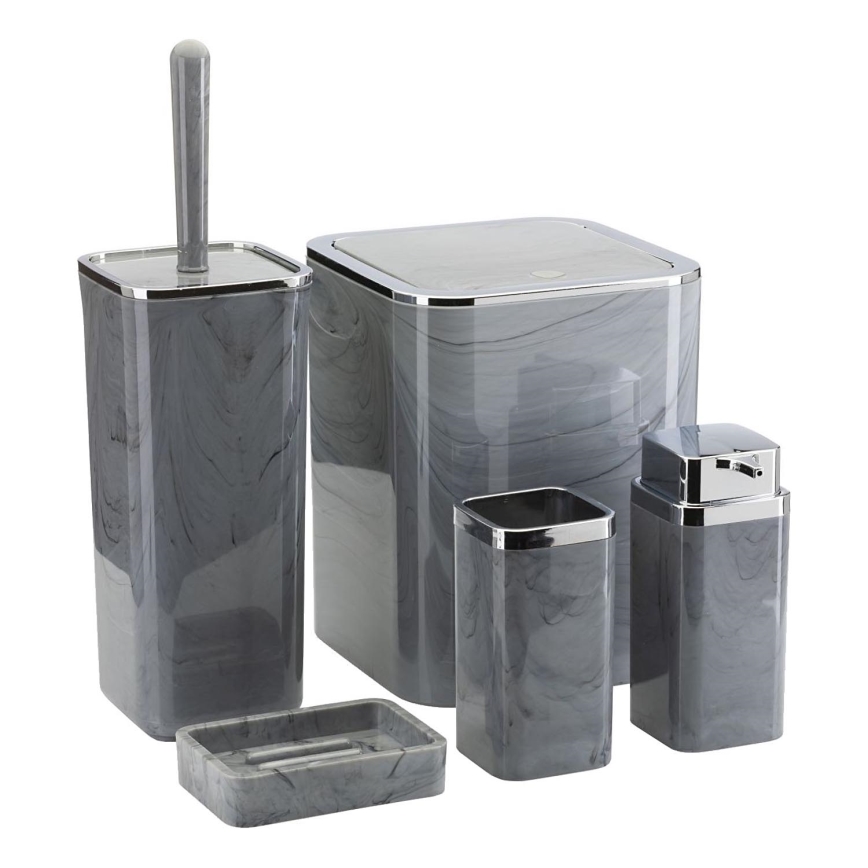 Badkamer set GRIS 5 st. grijs/glanzend chroom