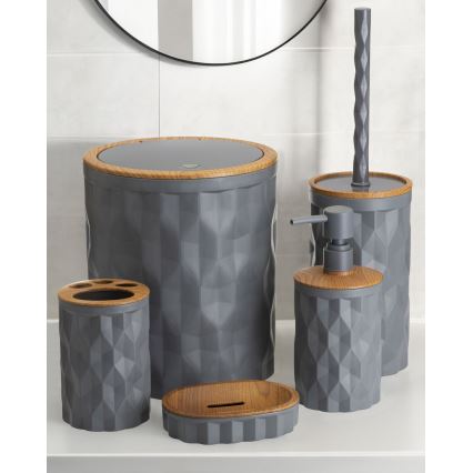 Badkamer set REINA 5 st. antraciet/bruin