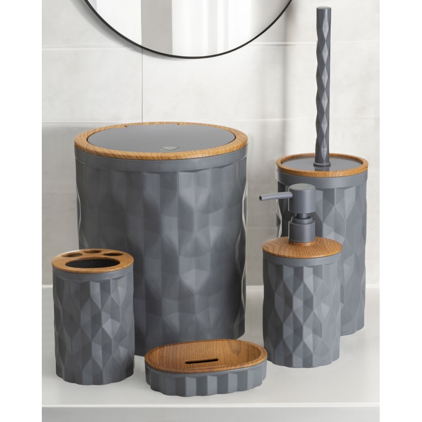 Badkamer set REINA 5 st. antraciet/bruin